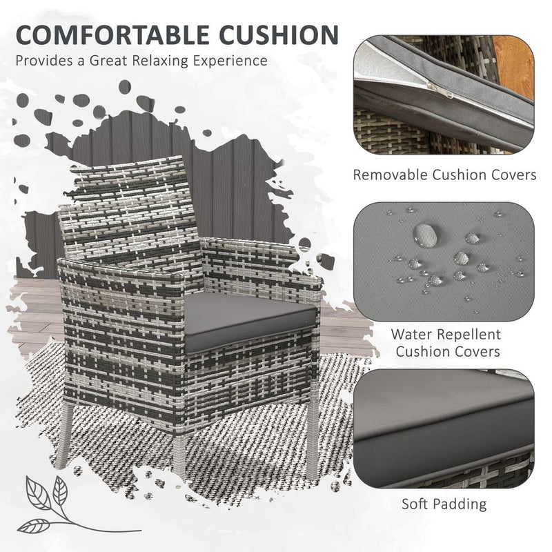 Premium 4 Seater Rattan Furniture Set - Tempered Glass - Grey