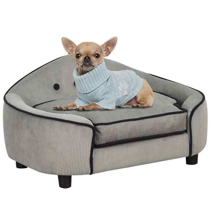 Cozy Grey Dog Sofa Bed with Padded Cushion - Ideal for XS and S Size Dogs