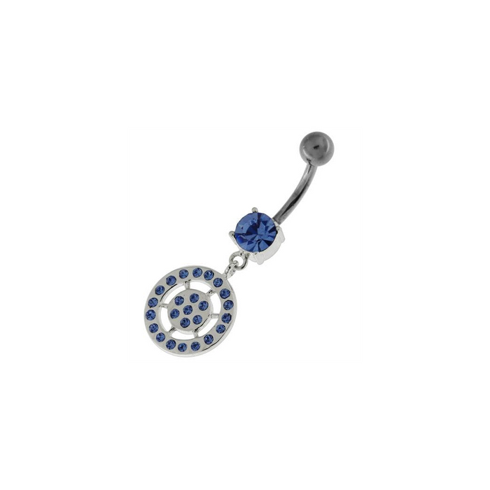 Sterling Silver Multi jeweled Round Pattern Belly Ring