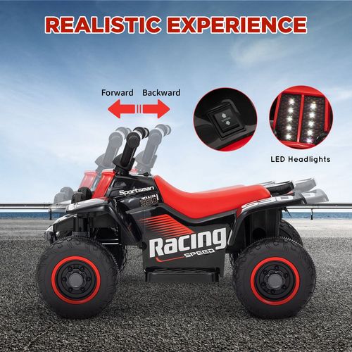 AIYAPLAY 6V Electric Quad Bike for Kids w/ Forward Backward, Black and Red
