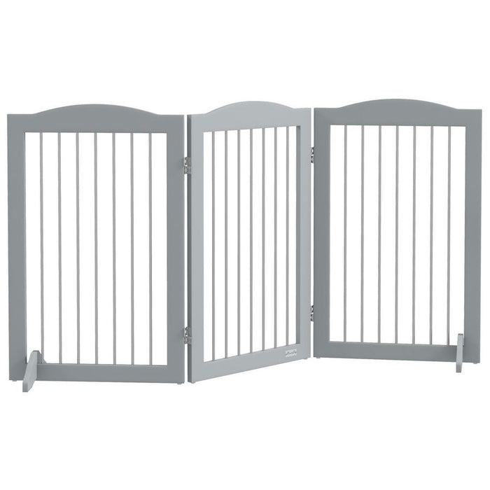 Premium PawHut Dog Gate - Foldable & Freestanding - High Quality - Grey