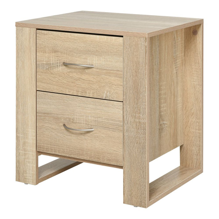 Particle Board 2-Drawer Bedside Table Natural