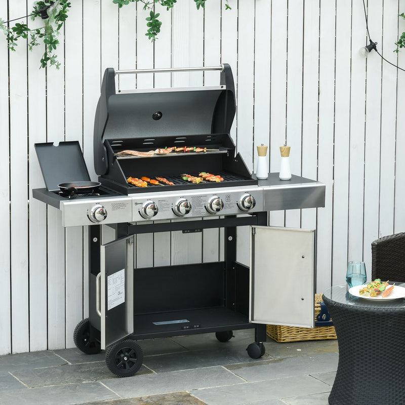 Premium Outdoor Gas BBQ Grill | 4+1 Burner Stainless Steel | 128x50x113cm | High-Quality and Durable