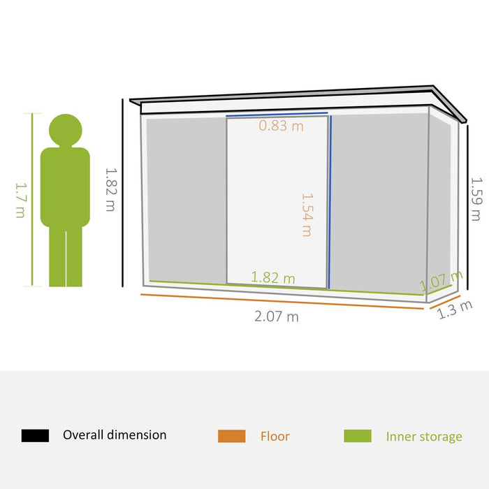 6.8 x 4.3ft Outdoor Garden Storage Shed, Tool Storage Box Black 6.8x4.3ft