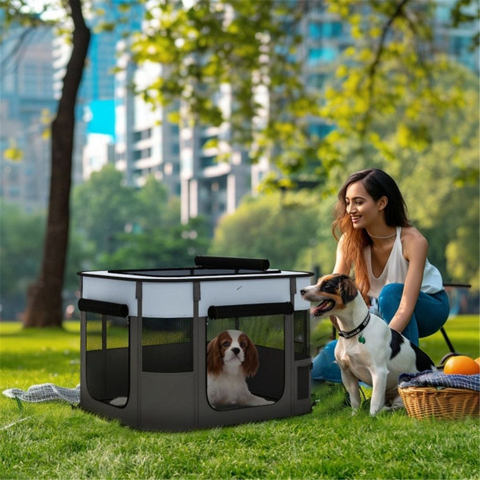 Pet Carrier | Playpen | Grey, blue and black