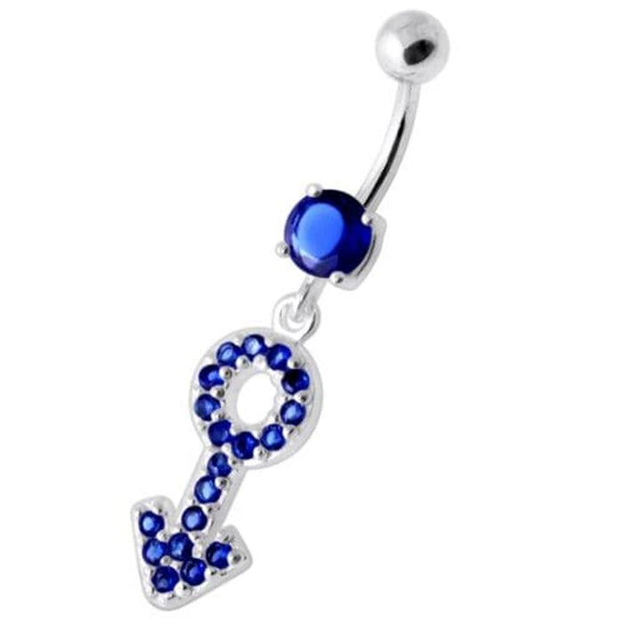 Gender Male symbol Silver Belly Ring