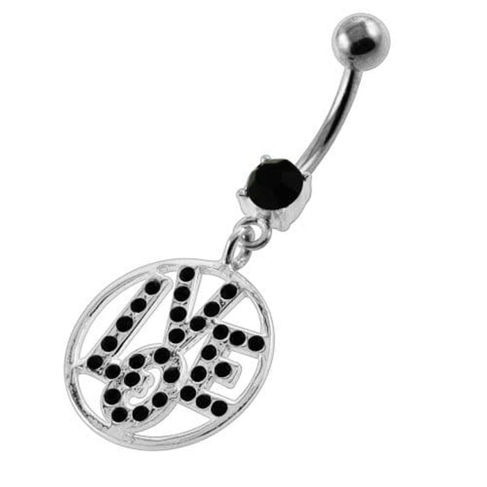 Jeweled Word LOVE Navel Belly Button Piercing