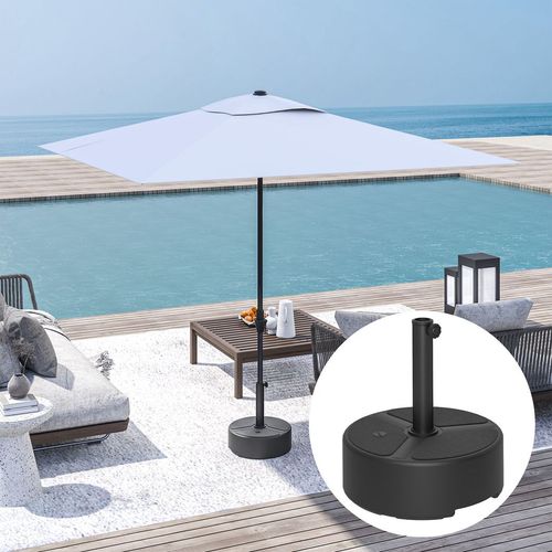 Outsunny Round Garden Parasol Base, Sand/Water Filled Parasol Stand, Black