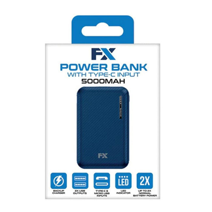 FX Power Bank 5000mAh with Type C Input - Navy