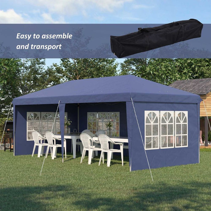 Premium 3x6m Heavy Duty Gazebo Marquee - Blue. High-Quality Materials. Easy Setup & Storage.