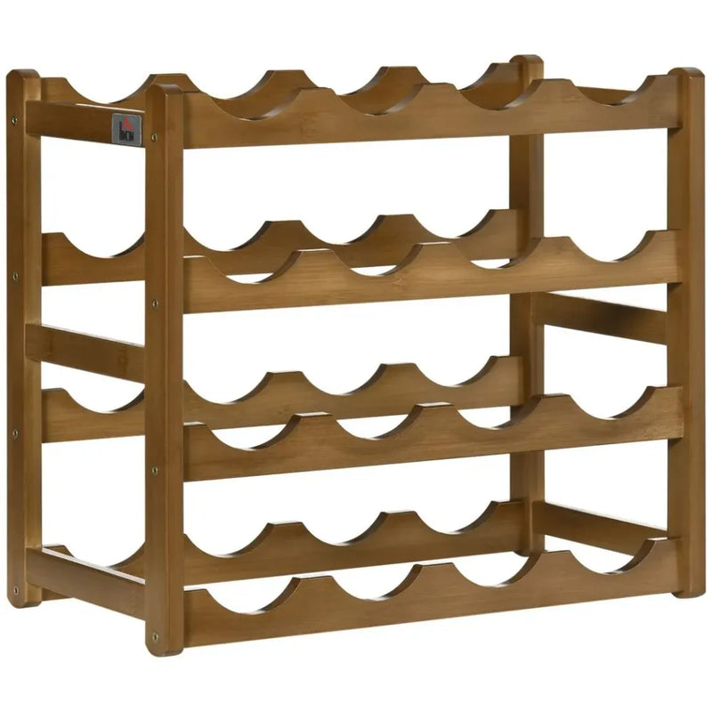 Bamboo Wine Rack - 16 Bottles, 4-tier Display, Countertop Storage Shelves