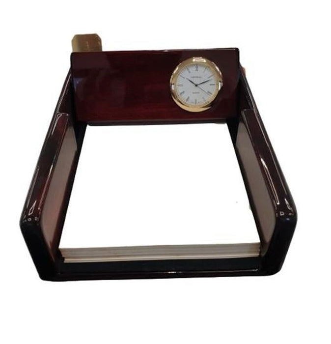 Handcrafted Solid Wood Notepad Holder & Clock Combo - Limited Stock!