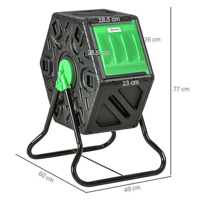 Outsunny 65L Garden Compost Bin: Efficient, Compact Rotating Composter with Steel Legs