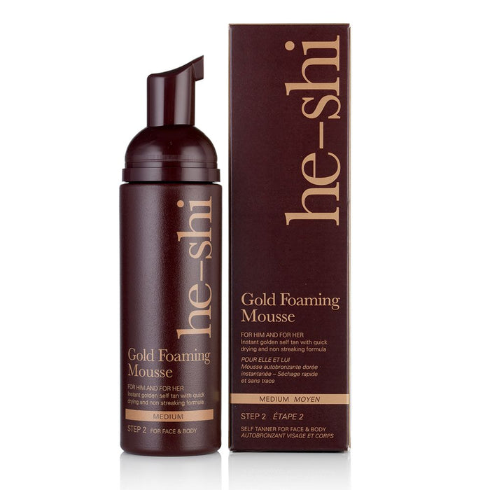 He-Shi Gold Foaming Mousse - Medium Self Tan - Quick Dry - Easy to Apply