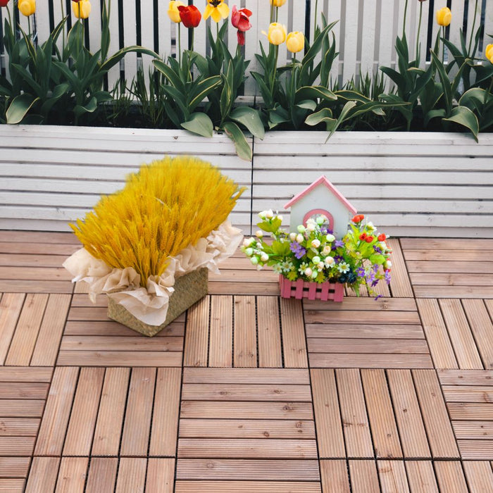 High-Quality 27 Pc Interlocking Wood Deck Tiles - DIY Flooring for Outdoor & Indoor Spaces - Anti-Slip & Water Drainage