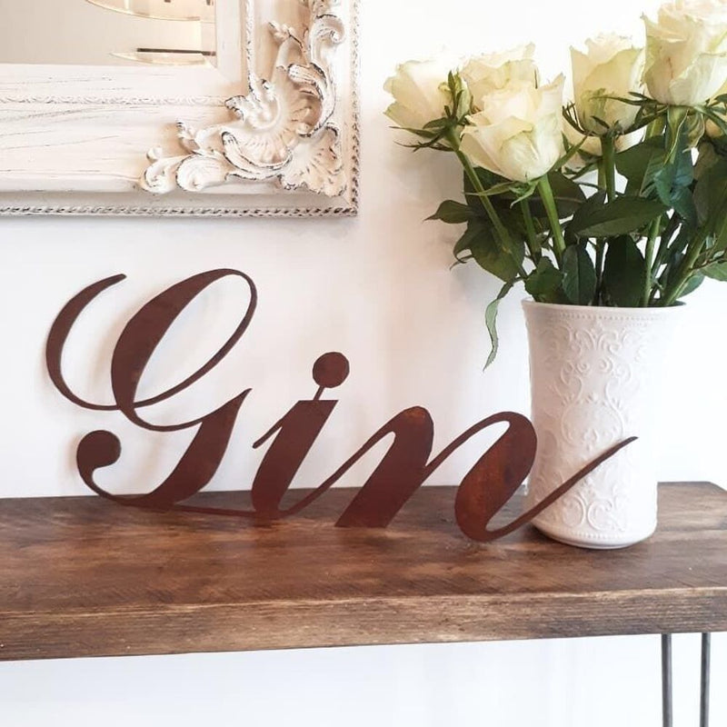 Vintage Rusty GIN Metal Sign for Home Bar and Garden Décor
