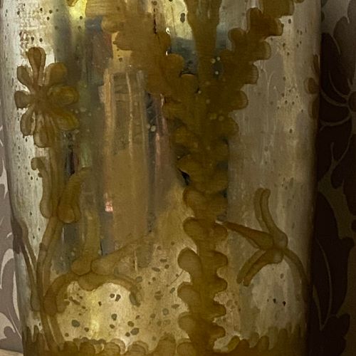 15" ANTIQUE SILVER GLASS DECORATIVE VASE