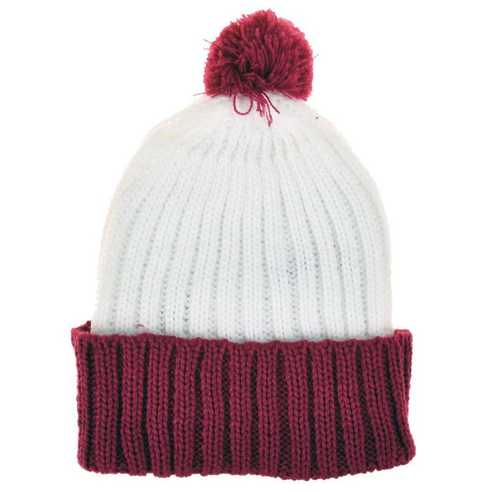 Girls Fashion Bobble Hat | 25-003 | WHITE RED