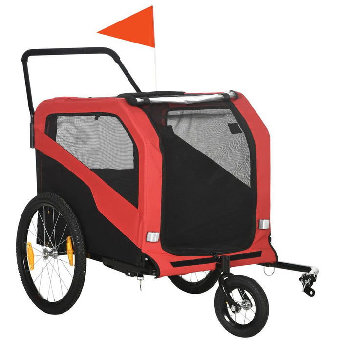 Premium 2-in-1 Dog Bike Trailer & Pet Stroller - Red