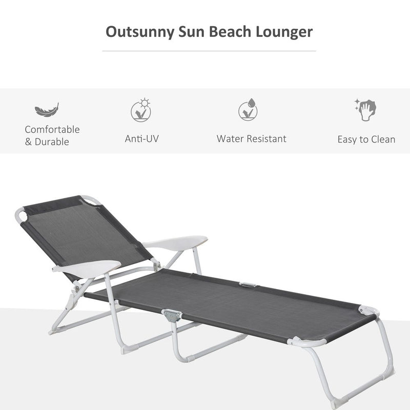Ultimate Comfort Reclining Lounge Chair: 4-Level Backrest, Grey