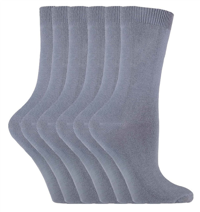 6 Pairs Ladies Plain Coloured Cotton Socks