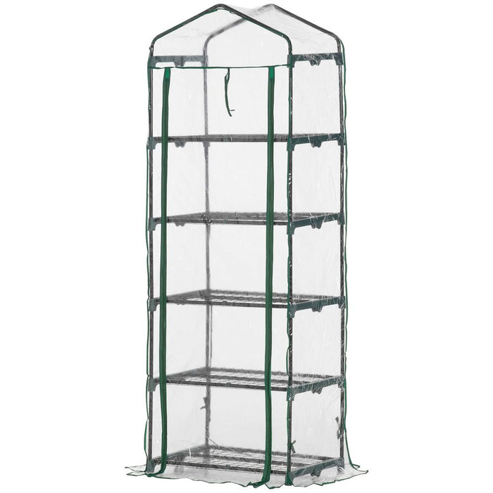 5 Tier Greenhouse OutdoorPortable Shed Metal Frame Transparent 69x49x193cm