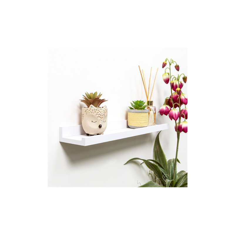 Premium Single Photo Floating Shelf Set - High-Quality White Wall Décor - 48cm - CHELF