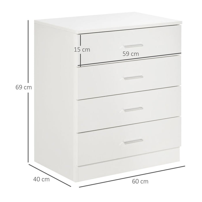 Vertical Drawer Chest | 4 Drawers w/ Metal Rails | Anti-Tip | High-Quality Storage Solution