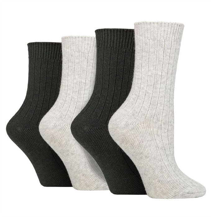 Wildfeet - Ladies 4 Pair Multi Pack Cashmere Bed Socks