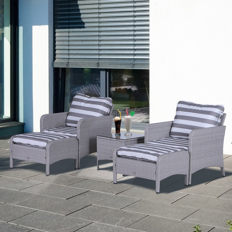 Premium 5-Pc PE Rattan Outdoor Furniture Set