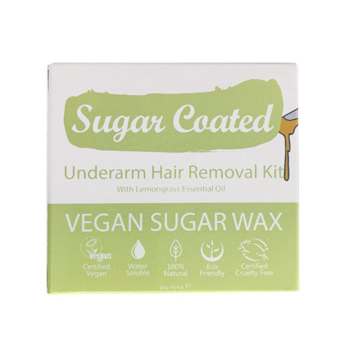 Sugar Coated Underarms 200g - Natural Vegan Sugar Wax with Lemongrass Scent - Smooth & Gentle Hair Removal Kit