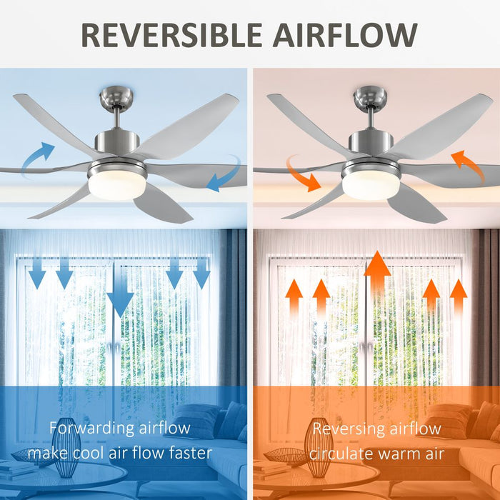 Reversible Ceiling Fan with Light, 3 Blades LED Lighting Remote Silver Fan