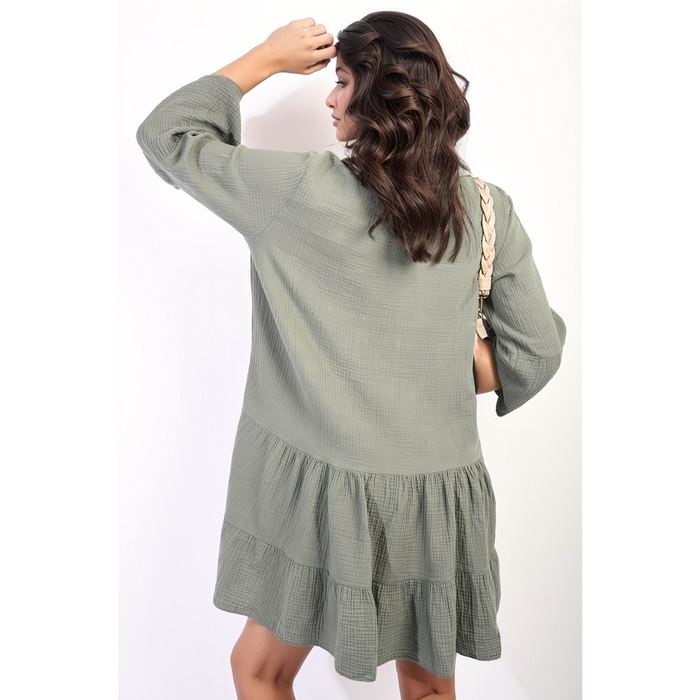 Ophelia Button Front Tiered Smock Mini Dress - Boho Chic, Flouncy, and Versatile - Perfect for Summer Style!