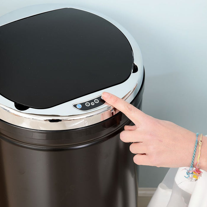 50 L Stainless Steel Sensor Trash Can W/ Bucket-Black