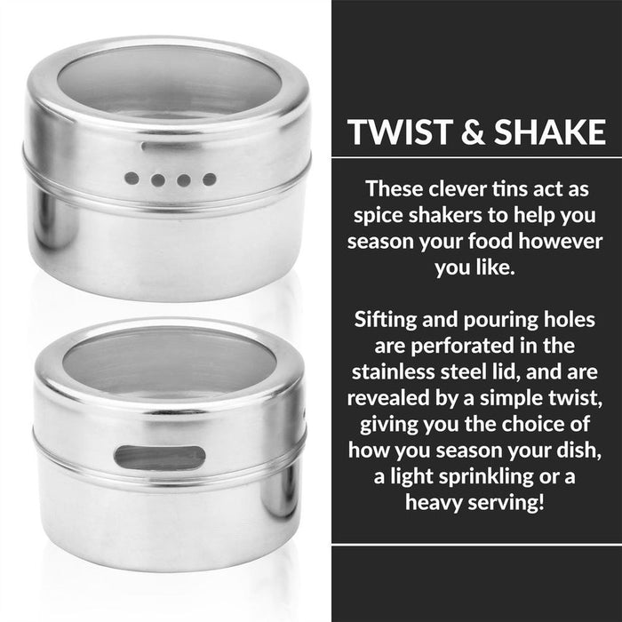 Organize and Elevate Your Cooking with Magnetic Spice Tins - Set of 12 | M&W