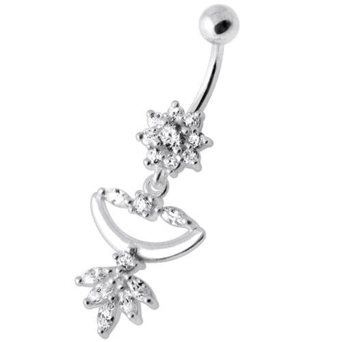 Flower Jeweled Chandelier Navel Ring