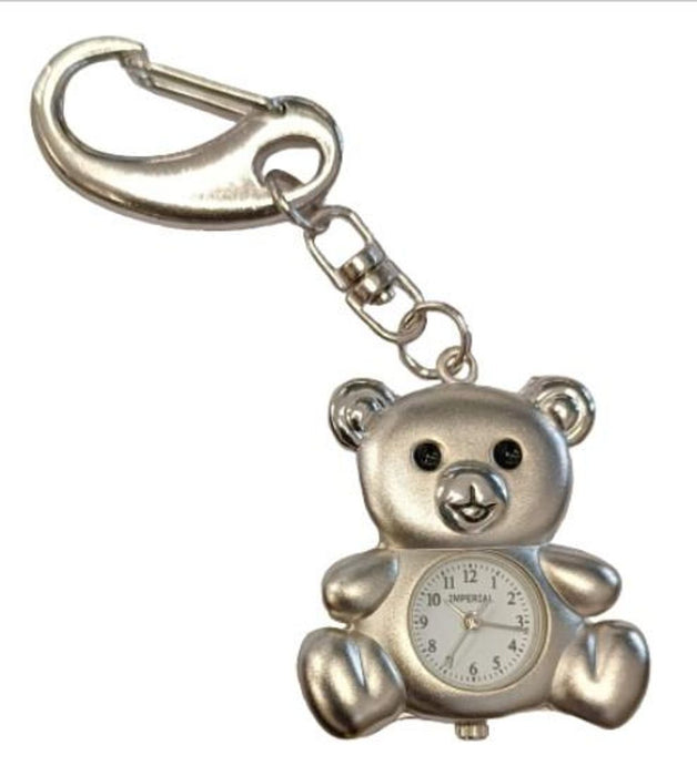 Gift Time Silver Key Chain Clock - High Quality Unisex Alloy Keyring - CLEARANCE - NEEDS RE-BATTERY