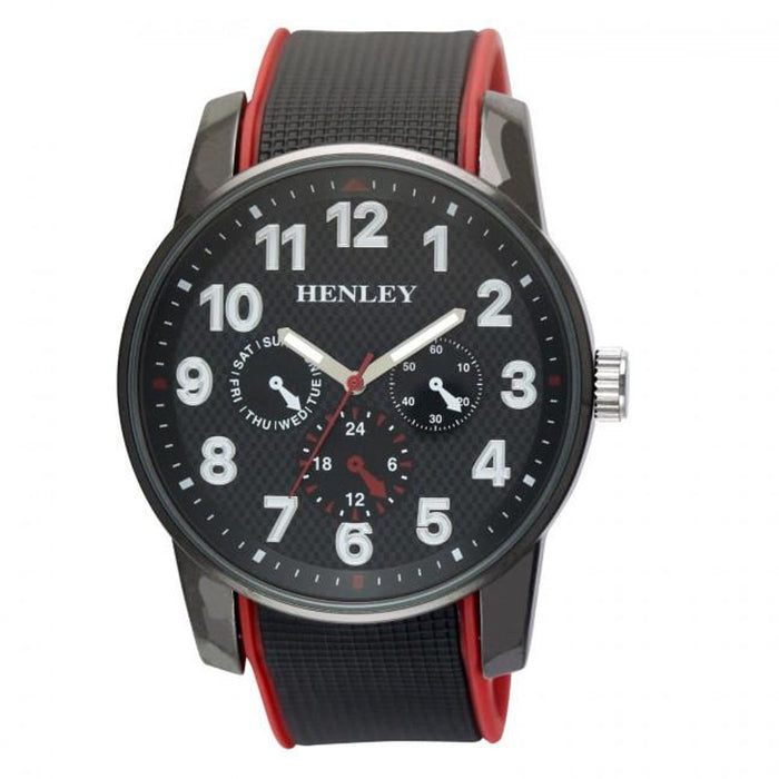 Henley Men's Black Dial Sports Rubber Strap Watch H02204.10