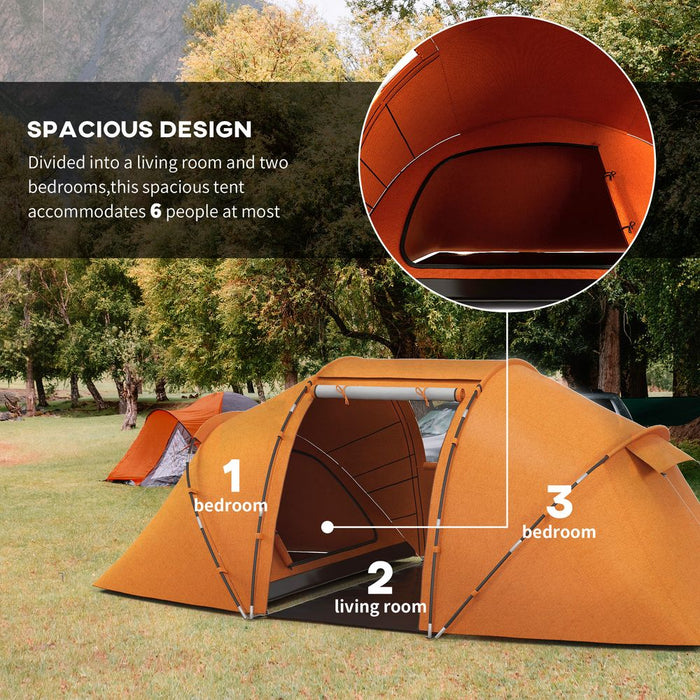 Outsunny 4-6 Person Camping Dome Tent - Spacious, Weather-Resistant, Perfect for Hiking & Travel