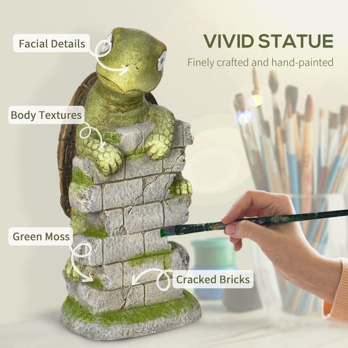 Vivid Tortoise Garden Statue w/ Solar LED Light - Outdoor Ornament, Weather-Resistant