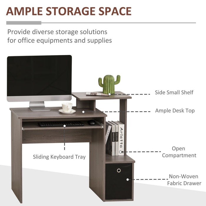 Premium 2021 Home Office Computer Desk - Sliding Keyboard Tray, Storage Drawer, Shelf - Sleek Grey Design