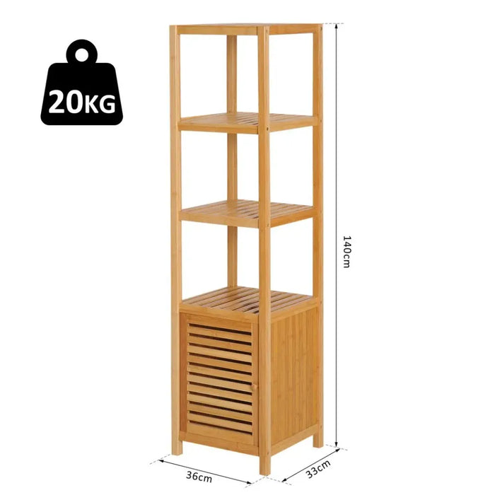 Premium Quality Freestanding Storage Unit for Bathroom - Elegant Design, Spacious Shelves & Cupboard - 100% Natural Material - Assembly Required