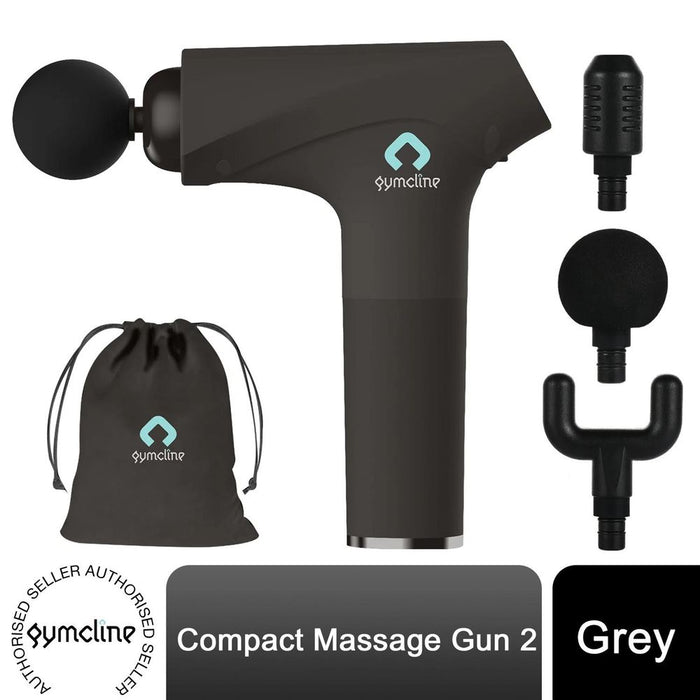 Gymcline Massage Gun: Compact Size, 1500mAh Battery, 3 Speed Modes, Grey