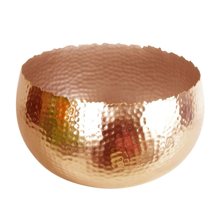 XL Metal Bowl Planter 32x20cm | Hammered Copper Color | Curvy Edge | High Quality