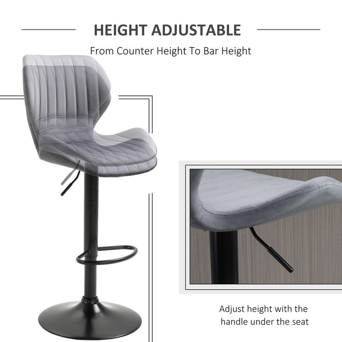 Premium Grey Velvet Swivel Chairs: Adjustable, Footrest, Set of 2 - High Quality Guaranteed!