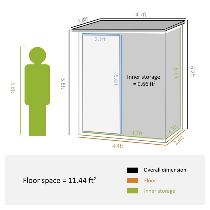 Metal Outdoor Storage Shed, Garden Tool House Cabinet -5' x 3' Green-AS