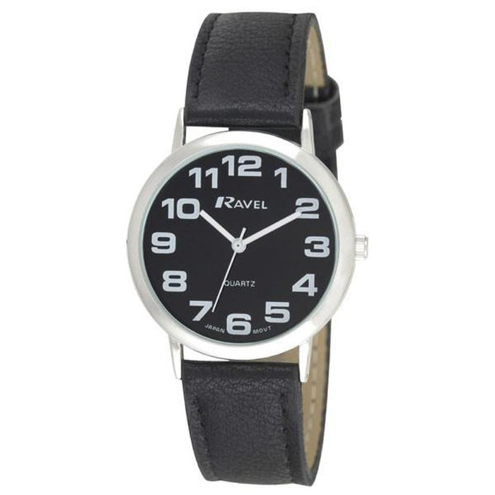 All-New Ravel Basic Black Dial Leather Strap Watch - Quality Mens Gents R0105.07.1A