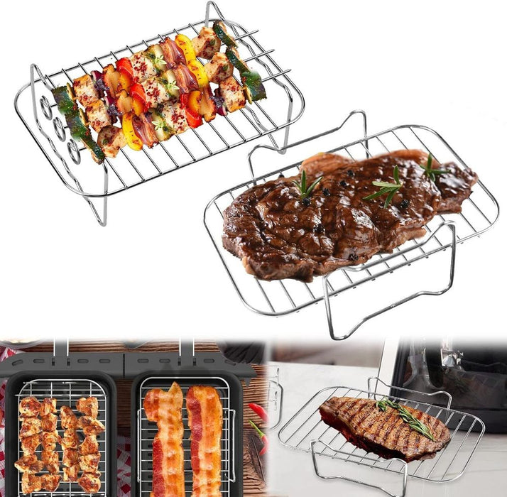 6PCS Air Fryer Rack Stainless Steel Double Basket Grill Kitchenware Accessories