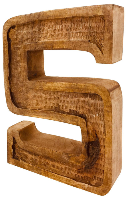 Rustic Hand Carved Wooden Letter S - Intricate Embossed Design - Free Standing or Wall Mounted - Perfect for Decor