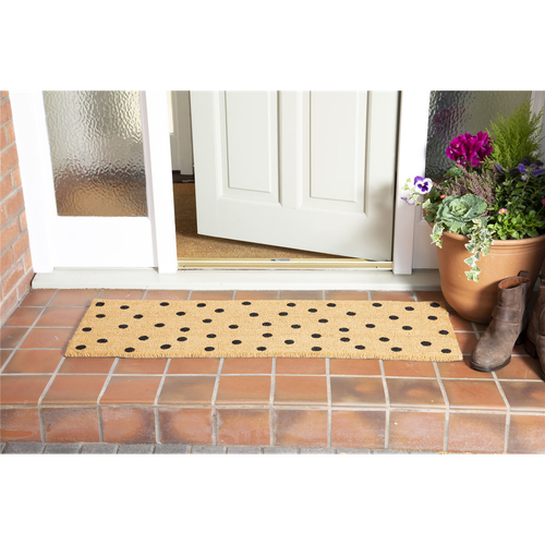 Astley Printed Totally Dotty PVC Backed Coir 40x120cm Natural Doormat